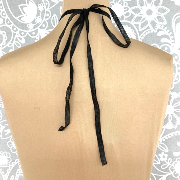 necklace on ribbon vintage blue charm with faux diamond - Picture 6 of 11